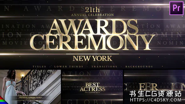 PR模板-金色标题公司年会活动视频颁奖典礼开场宣传片头Awards Titles | Golden Ceremony