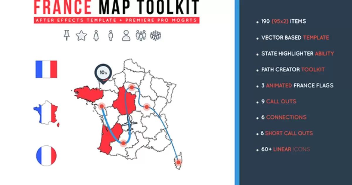 法国地图工具包AE视频模版France Map Toolkit插图