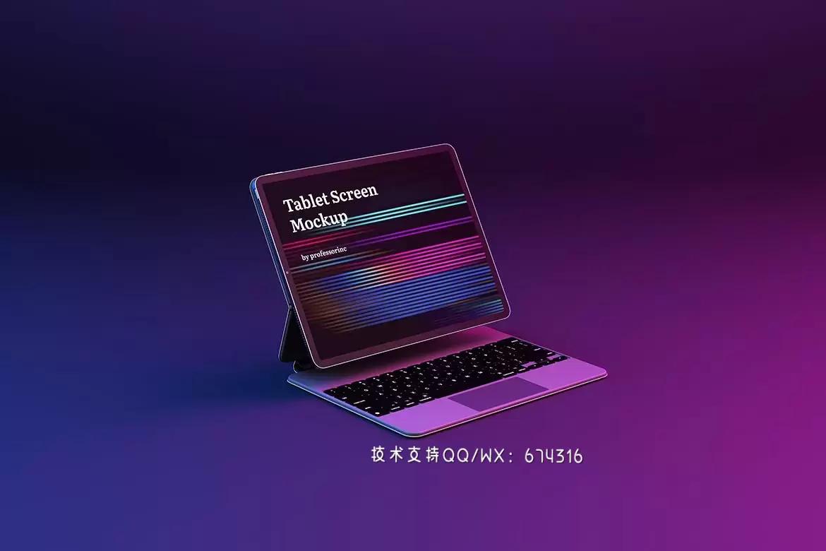 高品质的霓虹灯效果iPad Pro APP UI样机展示模型mockups免费下载插图4