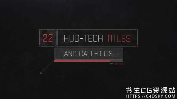 AE模板-22个4K科技感呼出指示线文字信息标注说明动画模板HUD Tech Titles & Call Outs