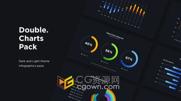 AE模板-18个现代设计创建信息图表定制颜色线条圆宽度数量距离