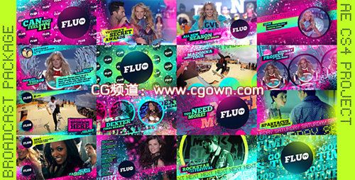 AE模板 Fluo TV VideoHive 电视娱乐频道整包装