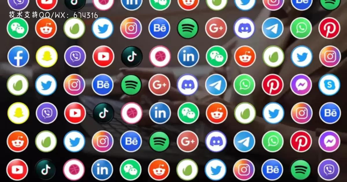 社交媒体圆形动画图标V4AE视频模版Social Media V4插图