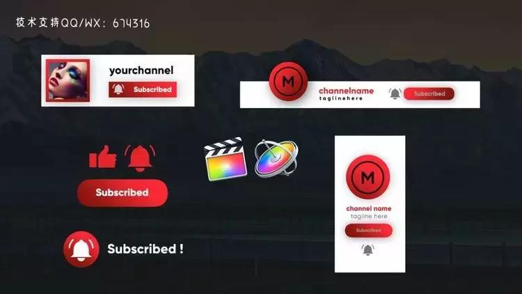 5个干净时尚的YouTube订阅元素fcpx模板视频下载插图