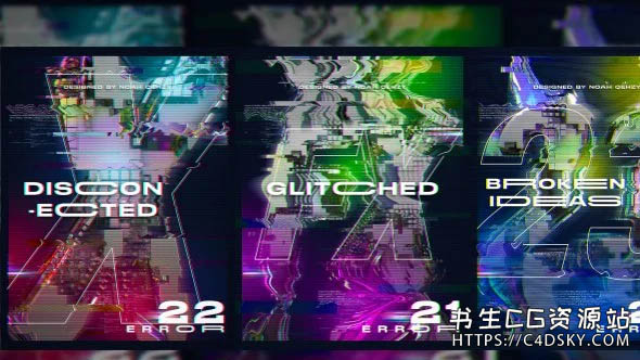 C4D搭配PS创建未来派毛刺故障3D海报教程Create Futuristic Glitched 3D Posters in C4D and Photoshop