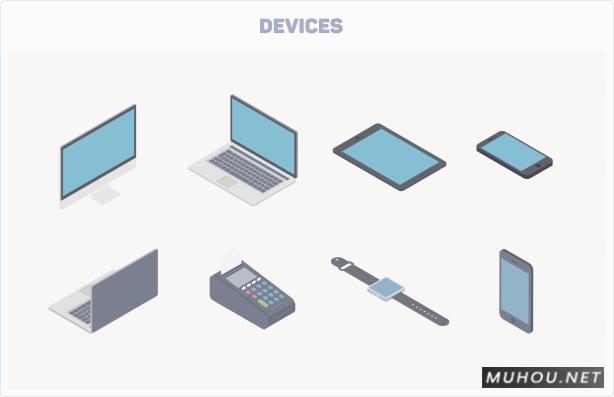 120个商业生活网络扁平化设计图标动画AE模板视频素材 Isometric Icons插图2