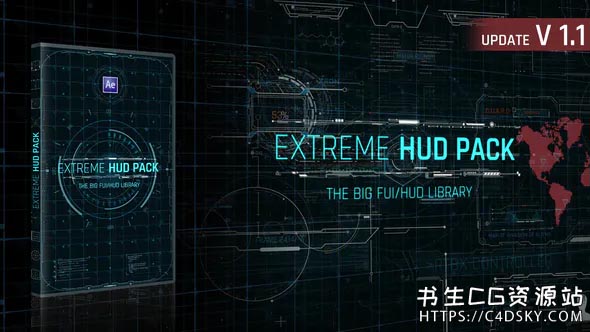 AE模板-FUI高科技全息样式HUD界面UI动画科幻线条元素包Extreme HUD Pack