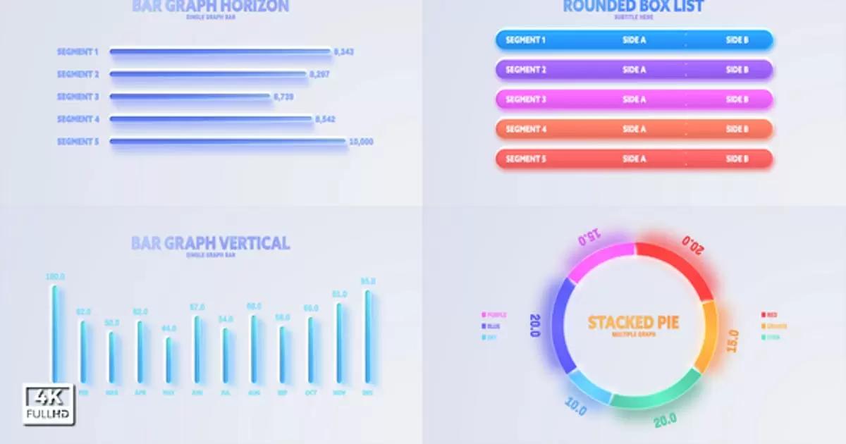 信息图表简单的Neumorphism图AE视频模版Infographics Simple Neumorphism Graph插图