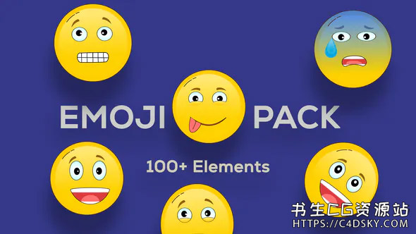 AE模板-100组可爱有趣搞笑愤怒Emoji表情符号动画素材Emoji Animation Pack