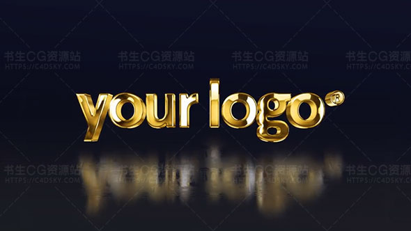 AE模板-简单的3D金色标志LOGO片头动画Simple 3D Gold Logo