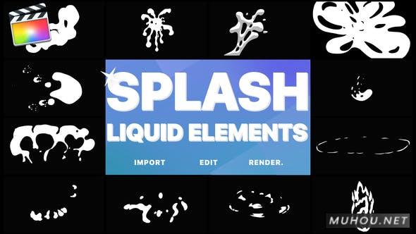 Splash Elements 液体飞溅动画FCPX视频模板插图