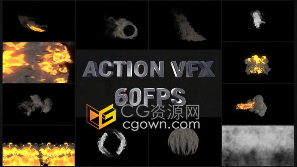 AE模板-12种动作特效烟雾风火轮喷射动画视觉效果VFX元素系列八