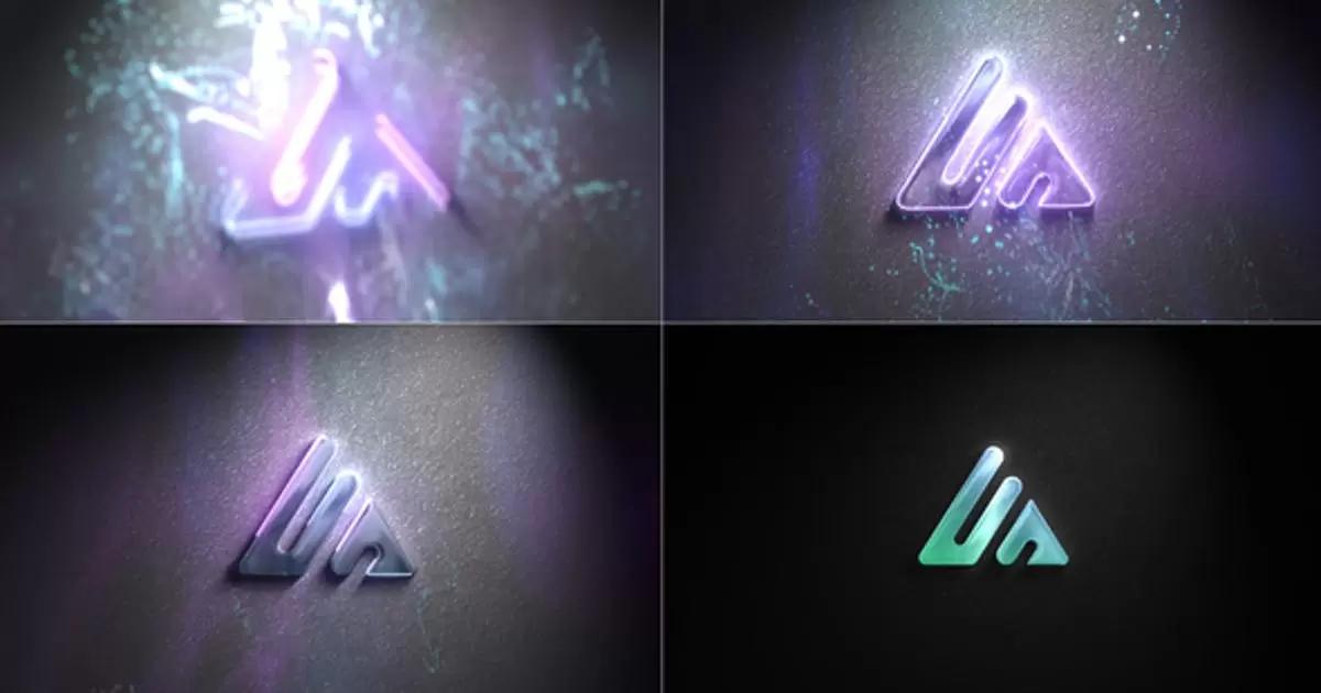 墙壁霓虹灯发光logo标志AE视频模版Wall Neon Logo插图