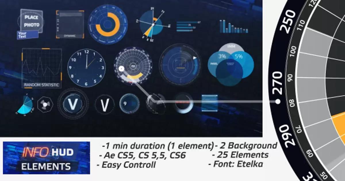 信息平视显示器元素科幻动画AE视频模版Info Hud Elements插图