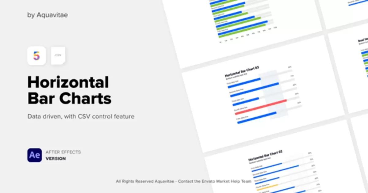 CSV自动数据公司水平条形图AE视频模版CSV Driven Corporate Horizontal Bar Charts插图