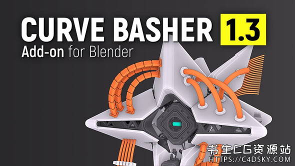 Blender插件-三维贝塞尔曲线电缆链接Kitbash阵列生成器Curve Basher v1.3 r5