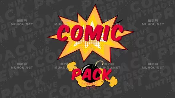 漫画标题pack 爆炸boom特效文字视频AE模板插图