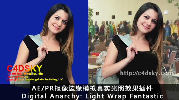 AE/PR抠像边缘模拟真实光照效果插件（中文汉化版）Digital Anarchy: Light Wrap Fantastic AE v1.0.2 CE 一键安装版