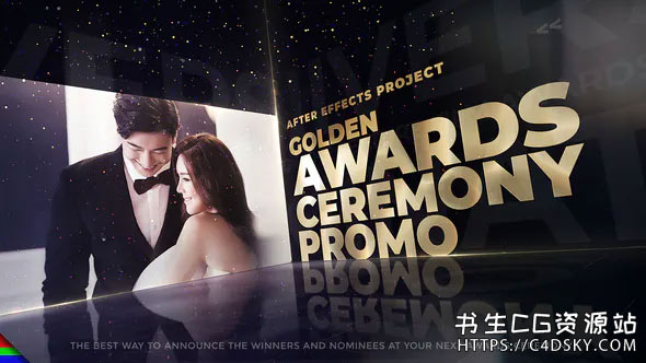 AE模板-优雅电影颁奖晚会公司活动宣传幻灯片展示Awards Golden Promo