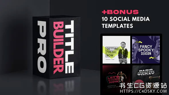 AE模板-时尚竖屏社交媒体文字标题动画工具包Title Builder Pro Bonus 10 social media templates InteractiveBro