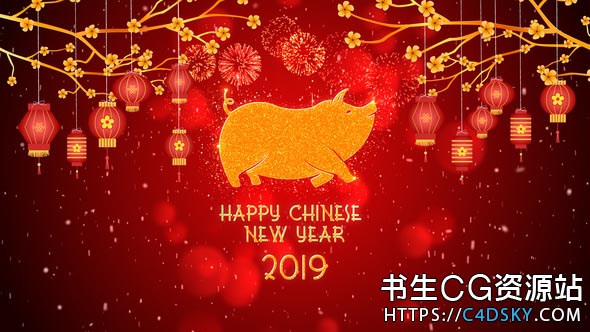 AE模板-2019年中国新年喜庆灯笼祝福片头Chinese New Year 2019