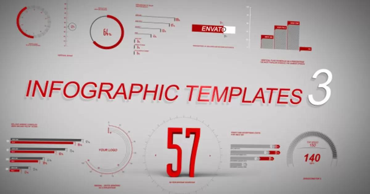 信息图表模板第三条红灰数据条AE视频模版Infographic Template 3插图