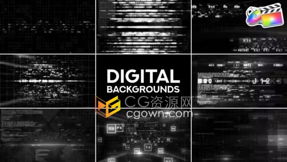 FCPX插件8组数字信息动画背景视频素材Digital Backgrounds