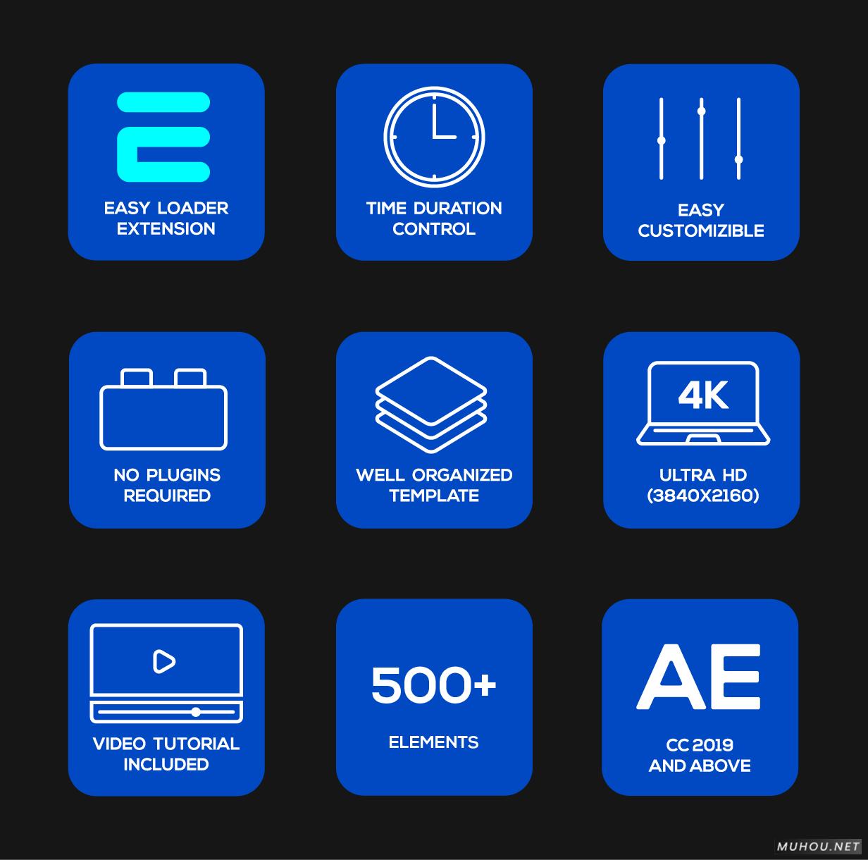 500种EMOJI表情图形文字标题字幕图标动画AE模板视频素材 Container – Elements Pack插图1