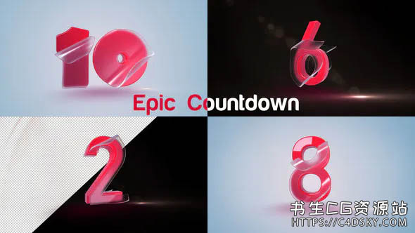 AE模板-2种不同风格史诗电影预告10秒倒数新年倒计时标志Logo开场Epic Countdown