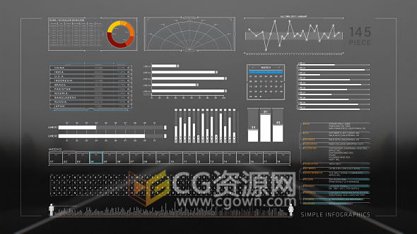 AE模板4K分辨率信息图表动画企业数据统计分析社会图标制作 免费下载