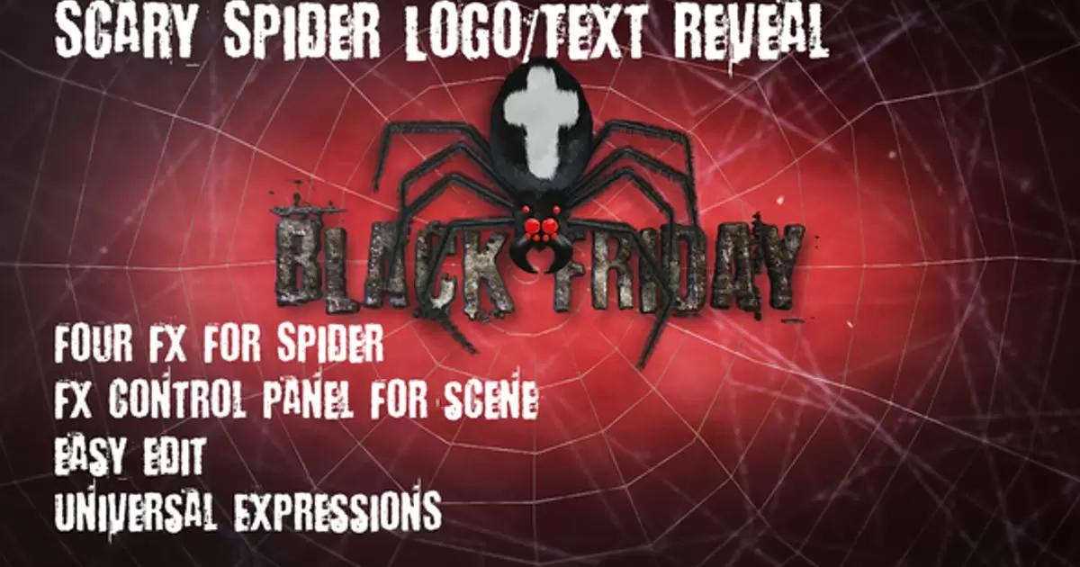 可怕的蜘蛛标志文字揭示AE模版Scary Spider Logo Text Reveal插图