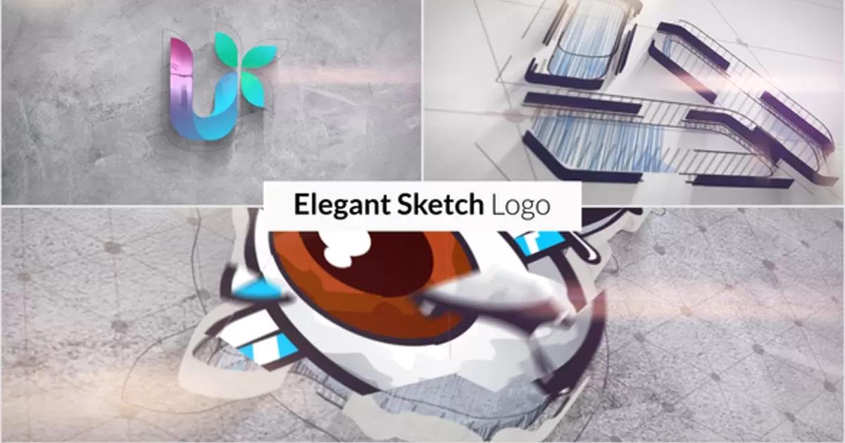 优雅的素描设计师logo标志揭示AE模版Elegant Sketch Logo Reveal插图