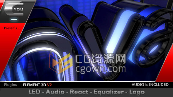 E3D制作三维霓虹灯标题标志AE模板  LED音乐节奏均衡器LOGO动画 免费下载