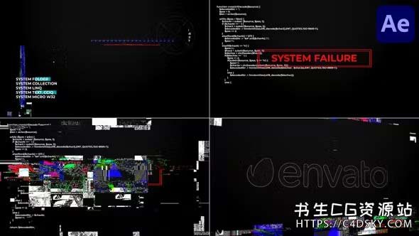 现代科技感RGB像素分离系统故障特效AE模板System Glitches for After Effects