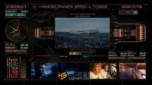 HUD700高科技屏幕信息扫描仪信息框界面元素-AE模板
