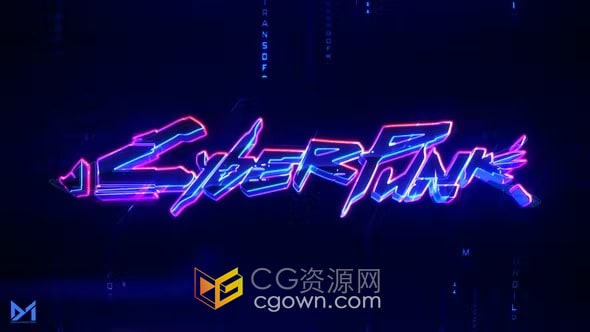 AE模板-高科技赛博朋克霓虹灯像差标志动画Cyber Logo Reveal