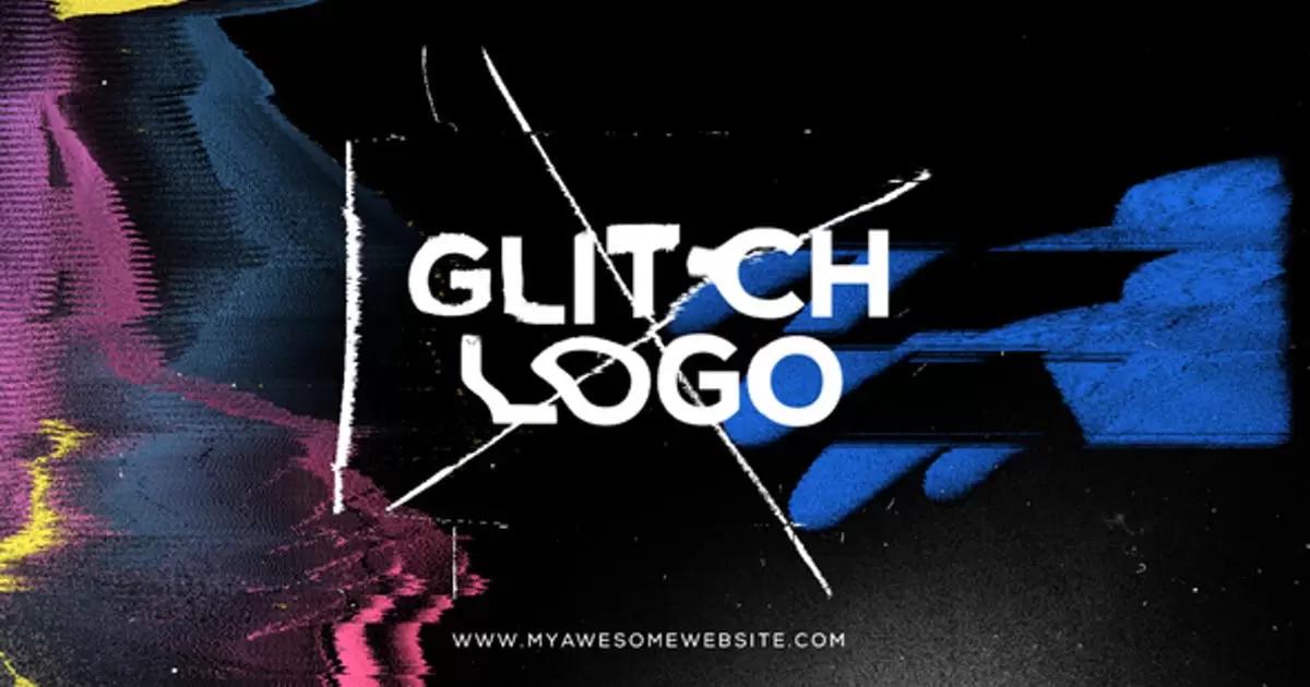 毛刺失真logo标志介绍AE模版Glitch Distortion Logo Intro插图