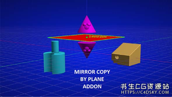 中文版Blender插件-借助平面轻松便捷镜像复制对象插件Mirror Copy, 类CAD插件