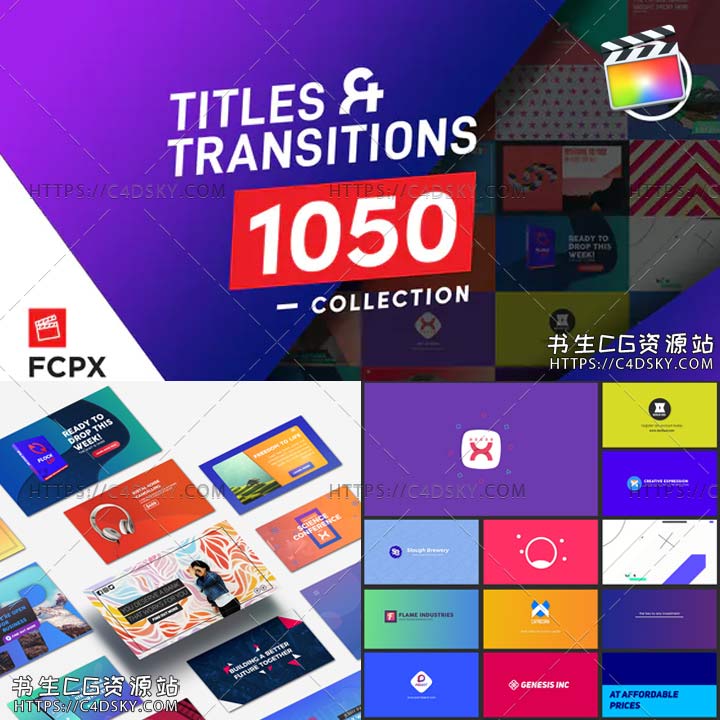 FCPX插件-1063个现代时尚文字标题字幕LOGO排版设计图形背景动画转场过渡预设