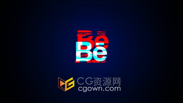 AE与PR模板-彩色失真数字故障抖动特效视频片头LOGO动画