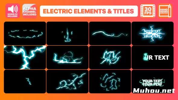 闪光FX电子元件和标题文字Flash FX Electric Elements And Titles | FCPX视频素材插图