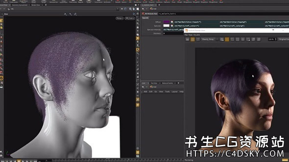 Houdini Redshift渲染器头发渲染教程Patreon Redshift Hair Shading, Custom Melanin Shader, Color Randomization in Houdini + MOPs