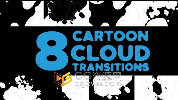 视频素材-8组卡通白云层过渡视频转场效果制作Cloud Transitions