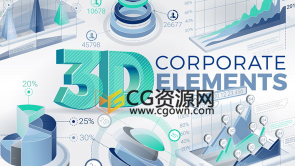 公司3D信息图表财务营销管理创业数据分析动画制作-AE模板