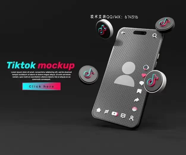 Tiktok图标iPhone手机UI样机[psd]插图