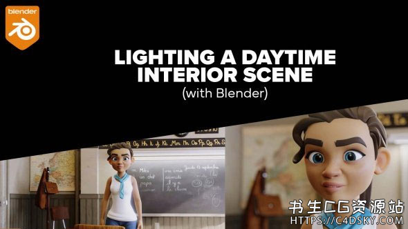 Blender教程-白天室内场景灯光照明渲染教程Learn 3D Rendering by Lighting a Daytime Interior Scene: Developing Skills in Blender 含英文字幕