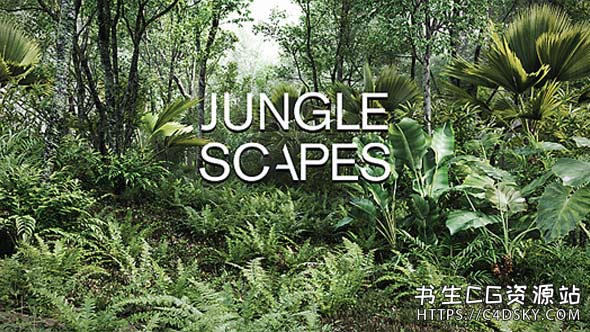 Blender热带雨林丛林景观植物预设库Jungle Scapes For Blender