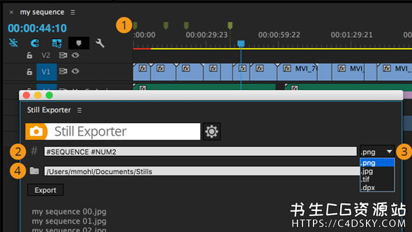 中文汉化PR扩展脚本-静帧单帧图片快速导出脚本+使用教程Still Exporter V1.1.001 For Premiere Pro Win/Mac