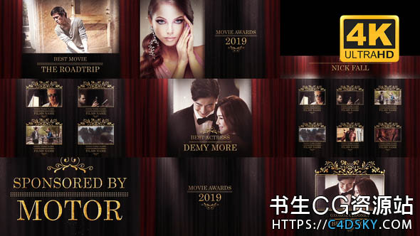 AE模版-优雅电影颁奖婚礼预告公司年会最佳员工奖Awards Presentation Pack