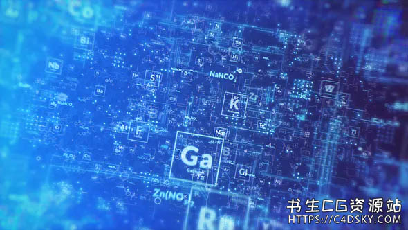 PR模板-化学元素周期表高科技logo揭示开场片头 Chemical Digital Title Reveal - MOGRT